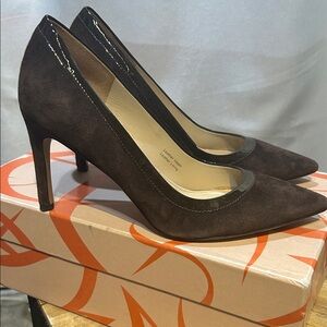 Via Spiga Dark Brown Suede Heels